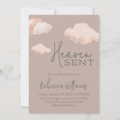 Dreamy Heaven Sent Sky Theme Beige Baby shower Kaart (Voorkant)