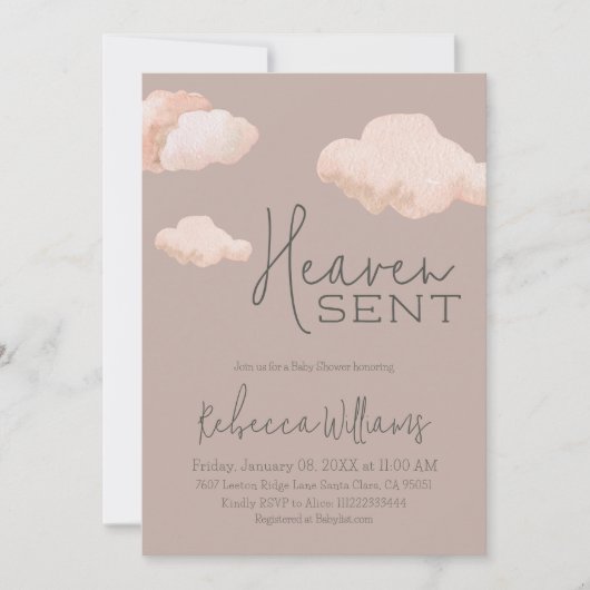 Dreamy Heaven Sent Sky Theme Beige Baby shower Kaart (Voorkant)