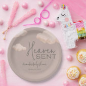 Dreamy Heaven Sent Sky Theme Beige Baby shower Papieren Bordje (Feest)