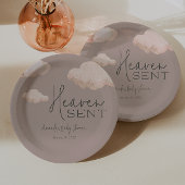 Dreamy Heaven Sent Sky Theme Beige Baby shower Papieren Bordje