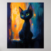 Dreamy Kitten, Black Cat Painting Poster (Voorkant)