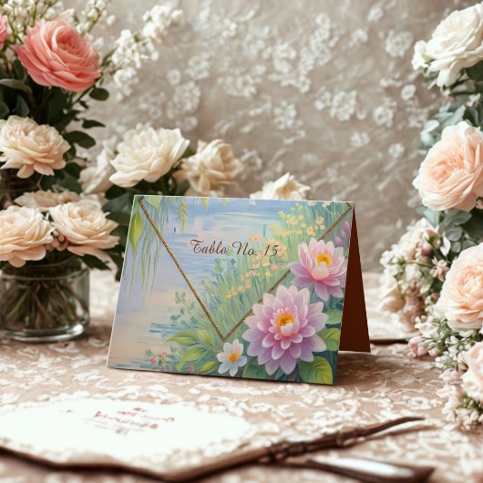 Dreamy Lakeside Garden Trouwtafel nummer Bedankkaart