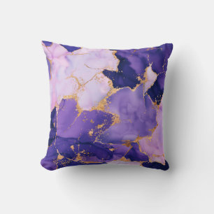 Dreamy Lavender alcohol inks and gold Kussen