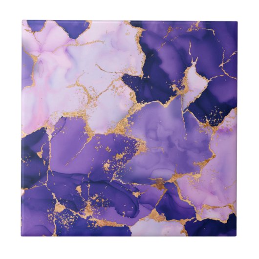 Dreamy Lavender alcohol inks and gold Tegeltje (Voorkant)