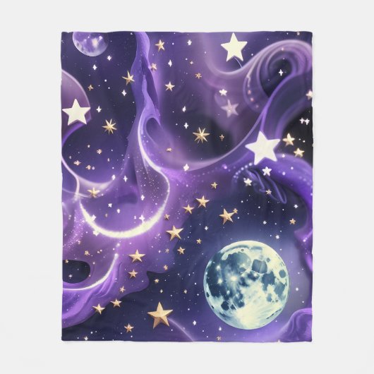 Dreamy Lavender Celestial Moon Blanket – Luxury Se Fleece Deken (Voorkant)
