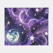 Dreamy Lavender Celestial Moon Blanket – Luxury Se Fleece Deken (Voorkant (Horizontaal))