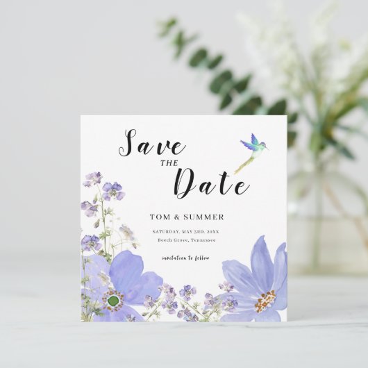 Dreamy Lilac Flower Wedding Save The Date (Staand voorkant)