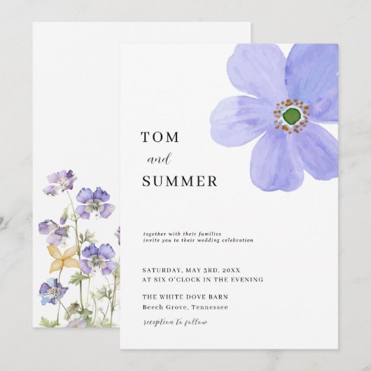 Dreamy Lilac Flowers Wedding  Kaart (Voorkant / Achterkant)