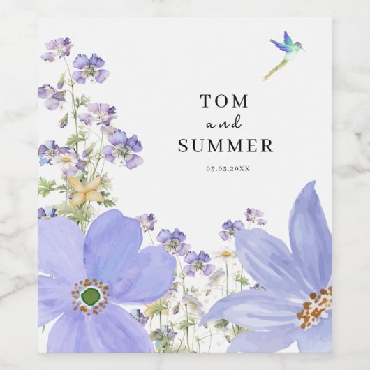 Dreamy Lilac Wedding Wijn Etiket (Enkel label)