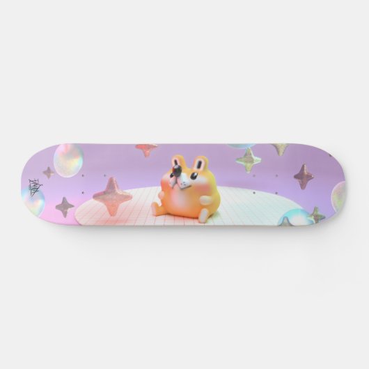 Dreamy little bear, bubbles, and stars- yoga mat persoonlijk skateboard (Horizontaal)