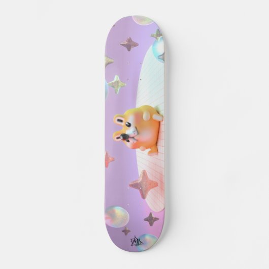 Dreamy little bear, bubbles, and stars- yoga mat persoonlijk skateboard (Voorkant)