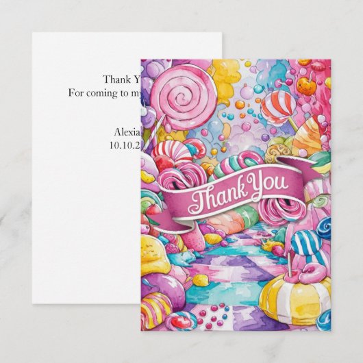 Dreamy Little Candyland bedankt kaart (Voorkant / Achterkant)