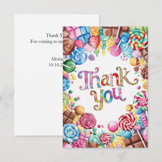 Dreamy Little Candyland bedankt kaart (Voorkant / Achterkant)