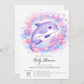 Dreamy Little Dolphin Baby shower Kaart (Voorkant / Achterkant)