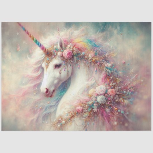 Dreamy Magic Unicorn Rainbow Hair Decoupage  Tissuepapier (Voorkant)