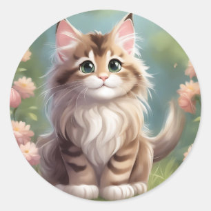 Dreamy Maine Coon Ronde Sticker