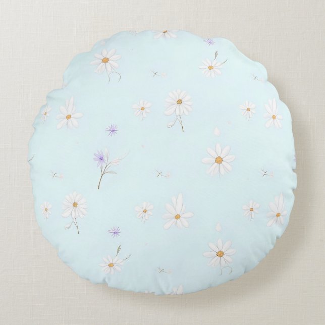 Dreamy Mint Meadow Rond Kussen (Voorkant)