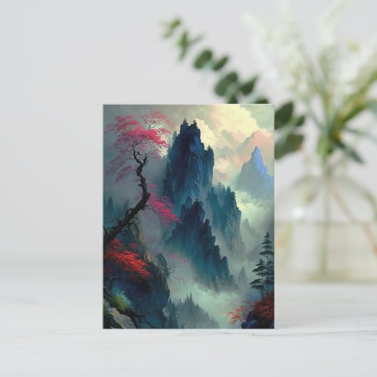 Dreamy Misty Mountain Landscape Briefkaart (Staand voorkant)