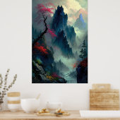 Dreamy Misty Mountain Landscape Poster (Keuken)