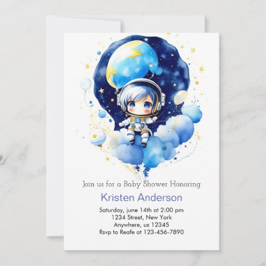 Dreamy Moon and Stars Adventure Boy Baby shower Kaart (Voorkant)
