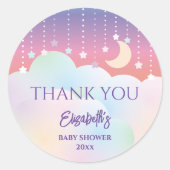 Dreamy Moon and Stars Baby shower Dank je Ronde Sticker (Voorkant)