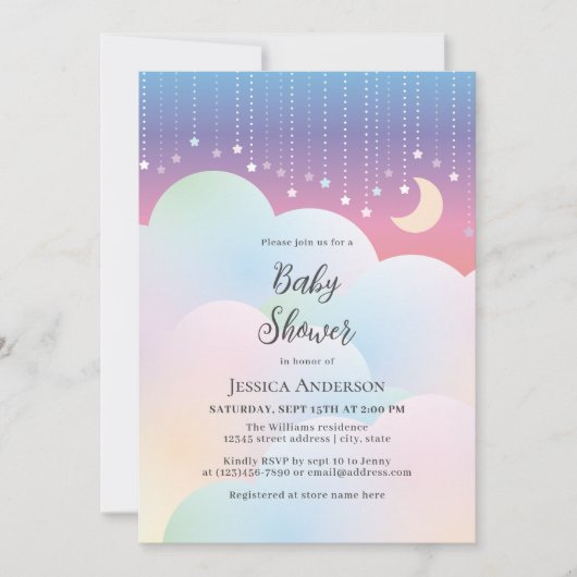 Dreamy Moon and Stars Genderneutraal Baby shower Kaart (Voorkant)