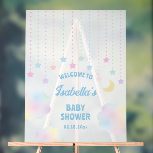 Dreamy Moon and Stars Neutral Baby shower Welkom Acryl Bord (Neutraal)