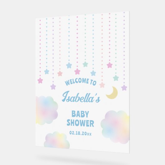 Dreamy Moon and Stars Neutral Baby shower Welkom Acryl Bord (Hoek)