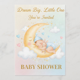 Dreamy Moon Baby Shower Invitation - Sleeping Baby Kaart