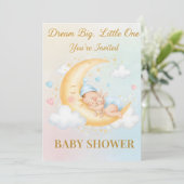 Dreamy Moon Baby Shower Invitation - Sleeping Baby Kaart (Staand voorkant)