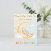 Dreamy Moon Baby Shower Invitation - Sleeping Baby Uitnodiging Briefkaart (Staand voorkant)