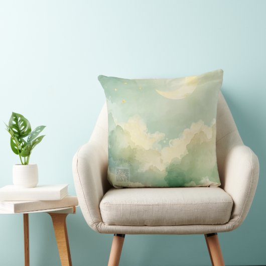 Dreamy Moon & Cloud Nursery Throw Pillow | Music Kussen (Stoel)
