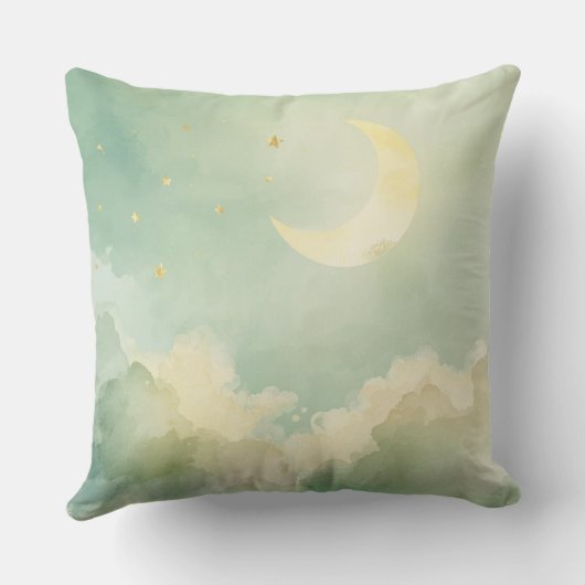 Dreamy Moon & Cloud Nursery Throw Pillow | Music Kussen (Achterkant)