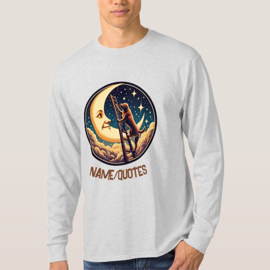 Dreamy Moon & Dog Climbing Ladder T-shirt (Voorkant)