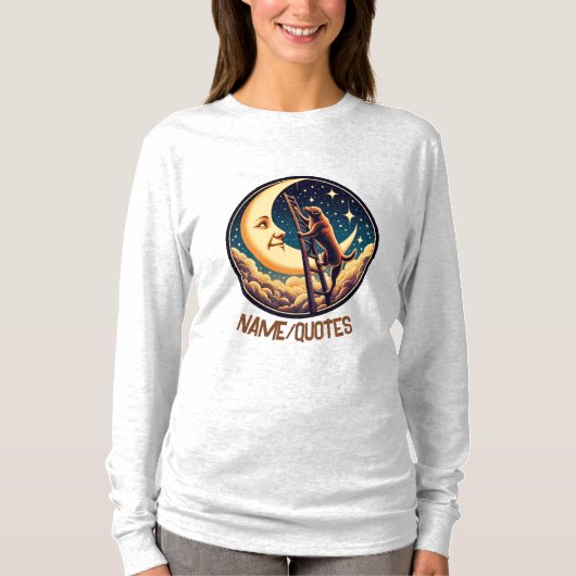 Dreamy Moon & Dog Climbing Ladder T-shirt (Voorkant)
