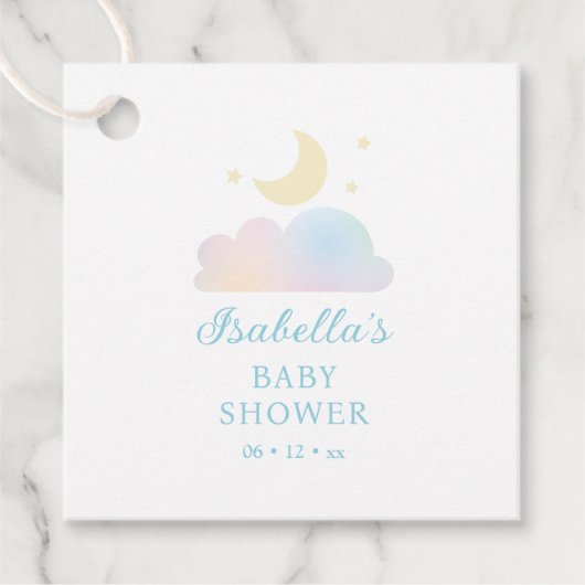 Dreamy Moon en Stars Cloud Nine Baby shower Bedankjes Labels (Voorkant)