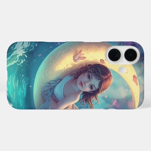 Dreamy Moon Girl iPhone Case Design | Cute Baby Mo (Achterkant (horizontaal))