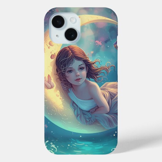 Dreamy Moon Girl iPhone Case Design | Cute Baby Mo (Achterkant)