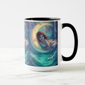 Dreamy Moon Girl Mug Design | Cute Baby Moon Art | Mok