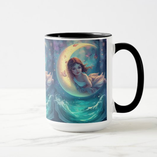 Dreamy Moon Girl Mug Design | Cute Baby Moon Art | Mok (Rechts)