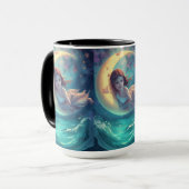 Dreamy Moon Girl Mug Design | Cute Baby Moon Art | Mok (Voorkant links)