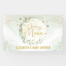 Dreamy Moon Star Green Gold Baby shower Welkom Spandoek