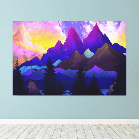 Dreamy Mountains Canvas Afdruk (Insitu (Houten vloer))