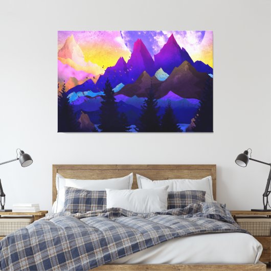 Dreamy Mountains Canvas Afdruk (Insitu (Slaapkamer))