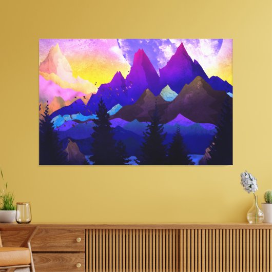 Dreamy Mountains Canvas Afdruk (Insitu (Woonkamer))
