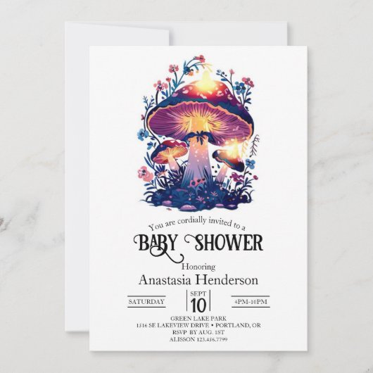  Dreamy Mushroom Baby shower Kaart (Voorkant)