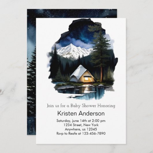 Dreamy Night Sky Adventure Baby shower Kaart (Voorkant / Achterkant)