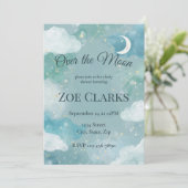 Dreamy Night Sky Baby Boy Shower Invitation Kaart (Staand voorkant)