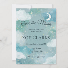 Dreamy Night Sky Baby Boy Shower Invitation Kaart