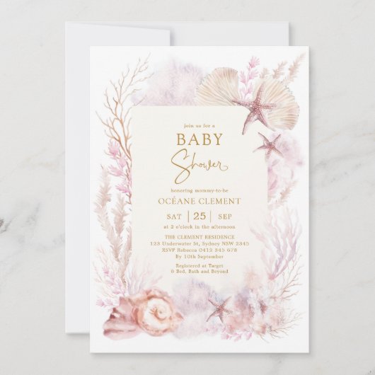 Dreamy Ocean Baby shower Onder het Zee Zeemeermin Kaart (Voorkant)